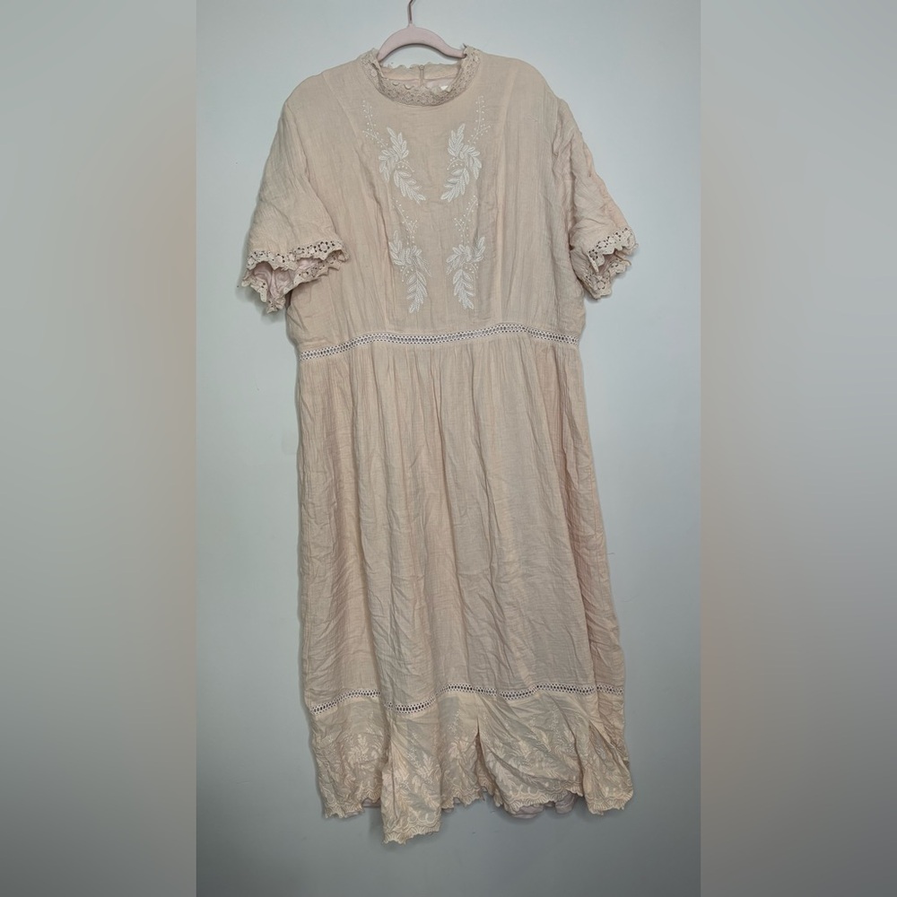 Salt by Roolee Beige Maxi Dress with Embroidered Details